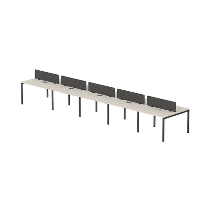 PLATA Workstation Meja Kerja Dua Sisi Berhadapan 10 Orang 600x120cm Ash Grey