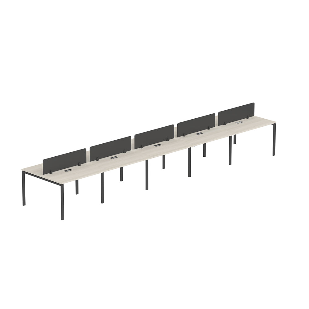 PLATA Workstation Meja Kerja Dua Sisi Berhadapan 10 Orang 600x120cm Ash Grey
