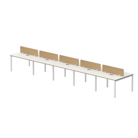 PLATA Workstation Meja Kerja Dua Sisi Berhadapan 10 Seater 600x120cm White Pine