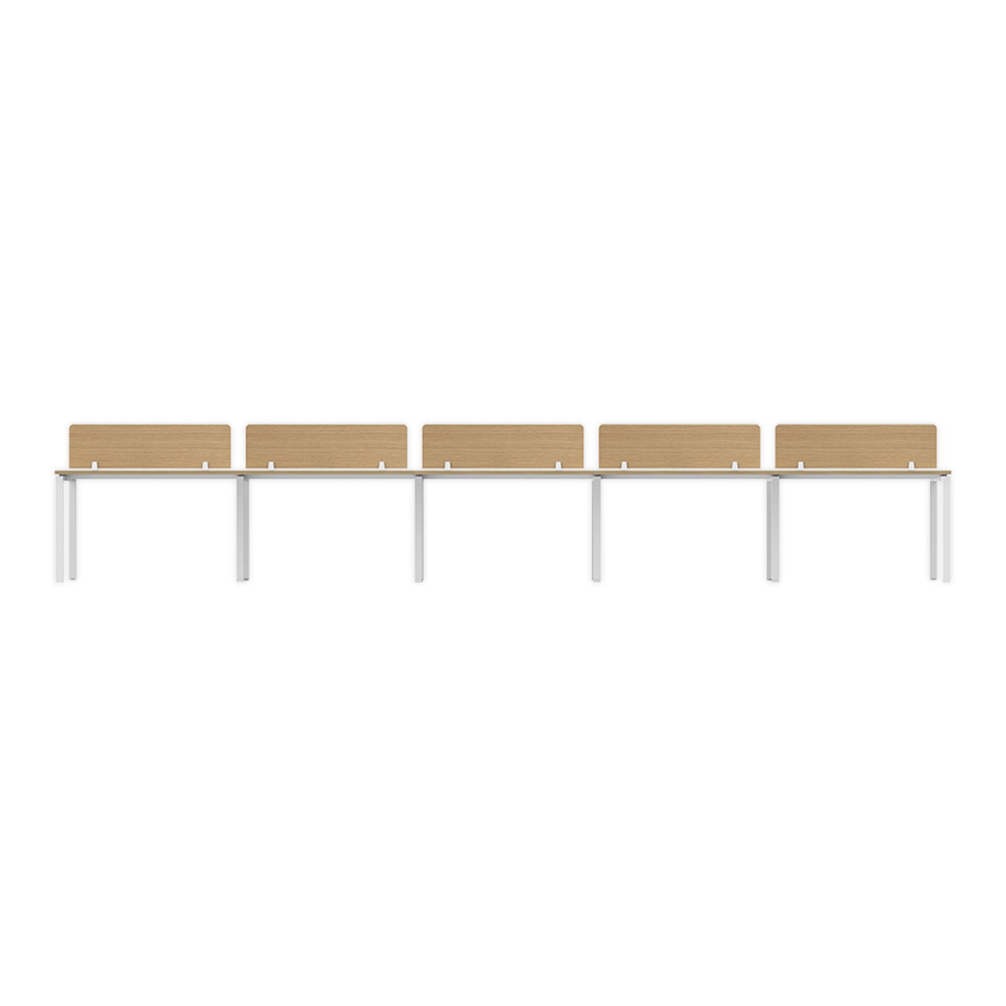 PLATA Workstation Meja Kerja Dua Sisi Berhadapan 10 Seater 600x120cm White Pine