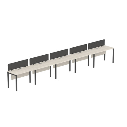 PLATA Workstation Meja Kerja Satu Sisi 5 Orang 700x60cm Ash Grey