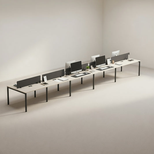 PLATA Workstation Meja Kerja Dua Sisi Berhadapan 10 Orang 700x120cm Ash Grey