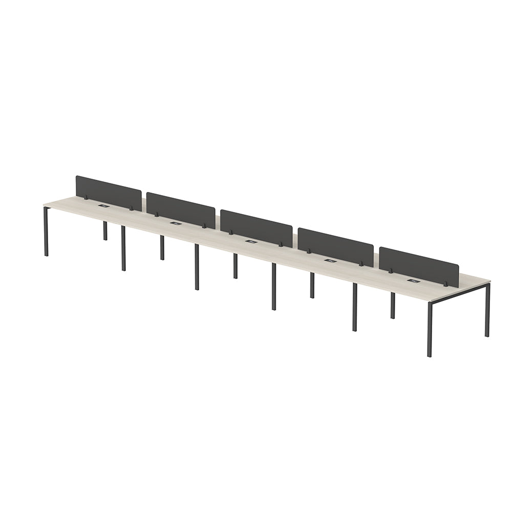 PLATA Workstation Meja Kerja Dua Sisi Berhadapan 10 Orang 700x120cm Ash Grey