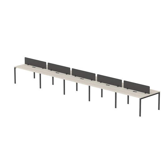 PLATA Workstation Meja Kerja Dua Sisi Berhadapan 10 Orang 700x120cm Ash Grey