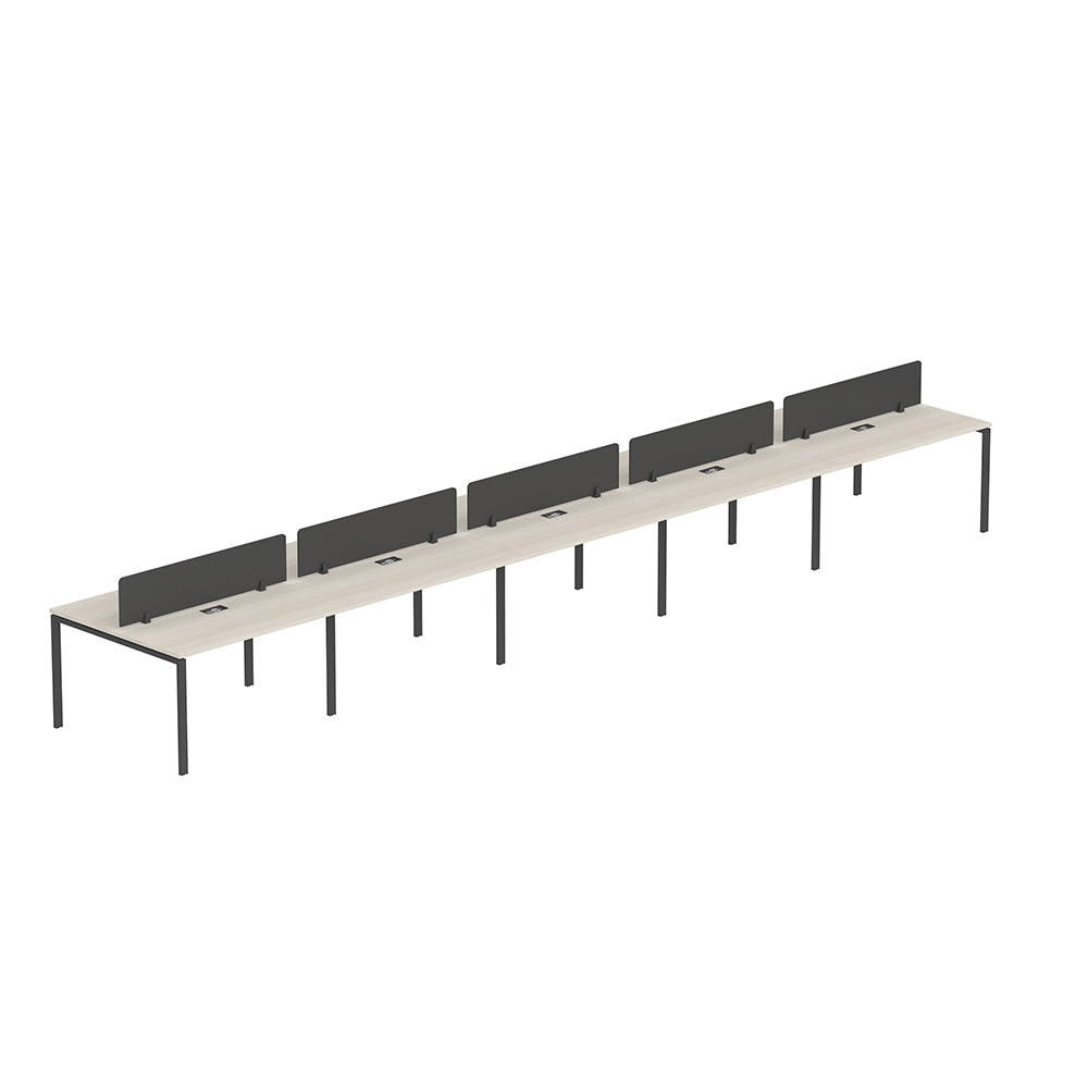 PLATA Workstation Meja Kerja Dua Sisi Berhadapan 10 Orang 700x120cm Ash Grey