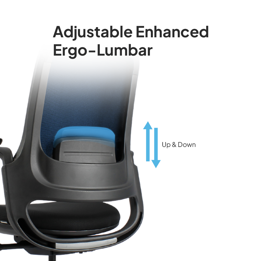 SENNA High Back Grey Blue Office Chair Kursi Kantor Ergonomis
