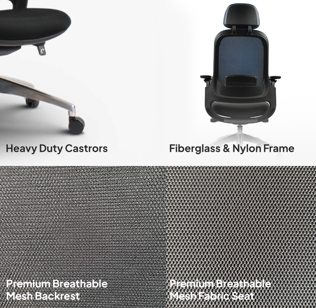 SENNA High Back Grey Blue Office Chair Kursi Kantor Ergonomis