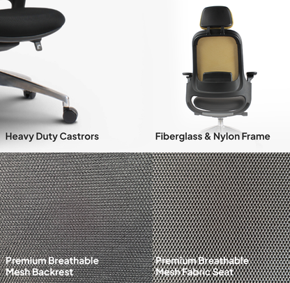 SENNA High Back Grey Olive Office Chair Kursi Kantor Ergonomis