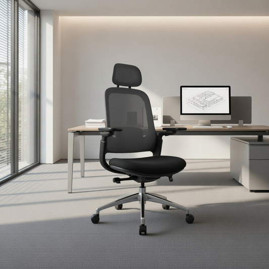 SENNA High Back Black Grey Office Chair Kursi Kantor Ergonomis