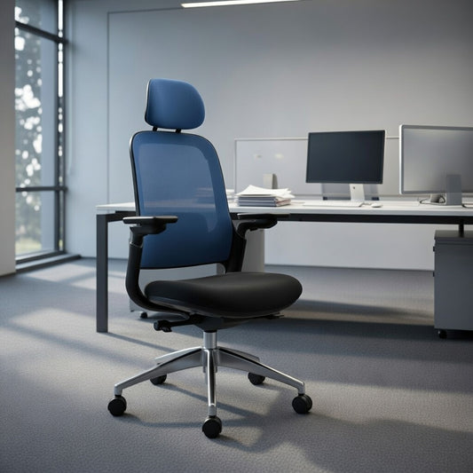 SENNA High Back Grey Blue Office Chair Kursi Kantor Ergonomis