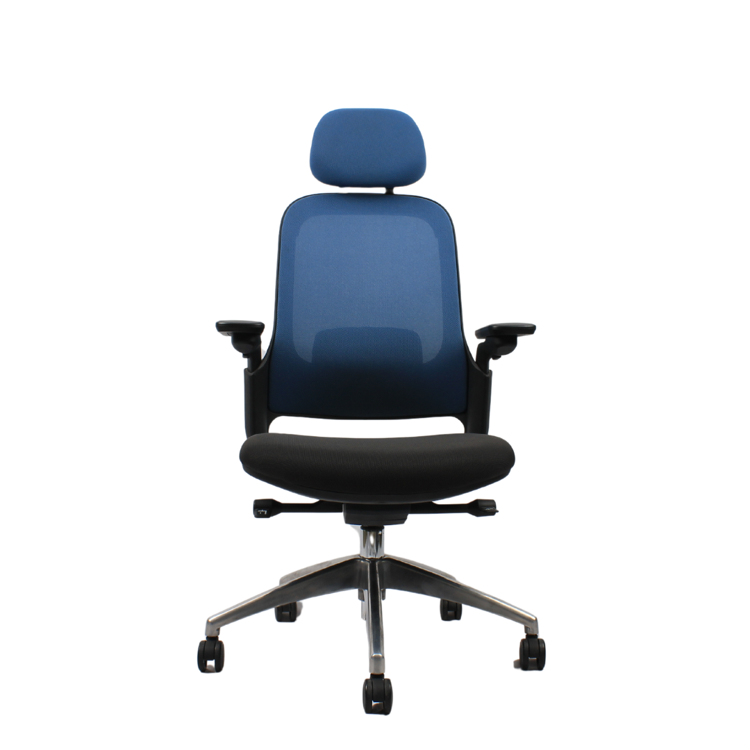 SENNA High Back Grey Blue Office Chair Kursi Kantor Ergonomis