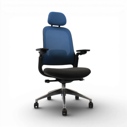 SENNA High Back Grey Blue Office Chair Kursi Kantor Ergonomis