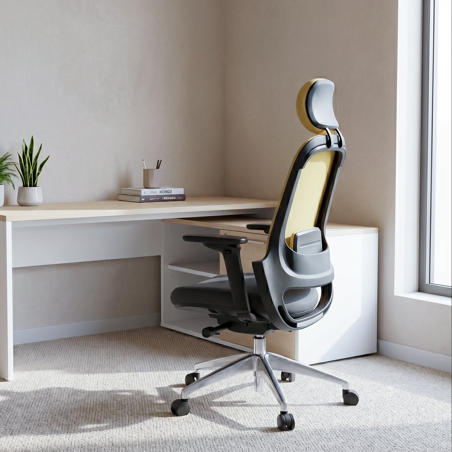 SENNA High Back Grey Olive Office Chair Kursi Kantor Ergonomis