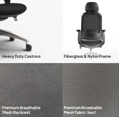 SENNA High Back Black Grey Office Chair Kursi Kantor Ergonomis