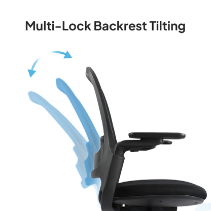 SENNA Mid Back Black Office Chair Kursi Kantor Ergonomis