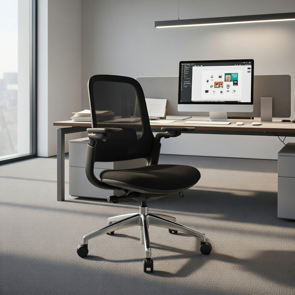 SENNA Mid Back Black Office Chair Kursi Kantor Ergonomis