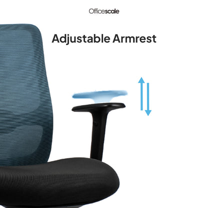 ORCA Mid Back Grey Blue Office Chair Kursi Kantor Ergonomis