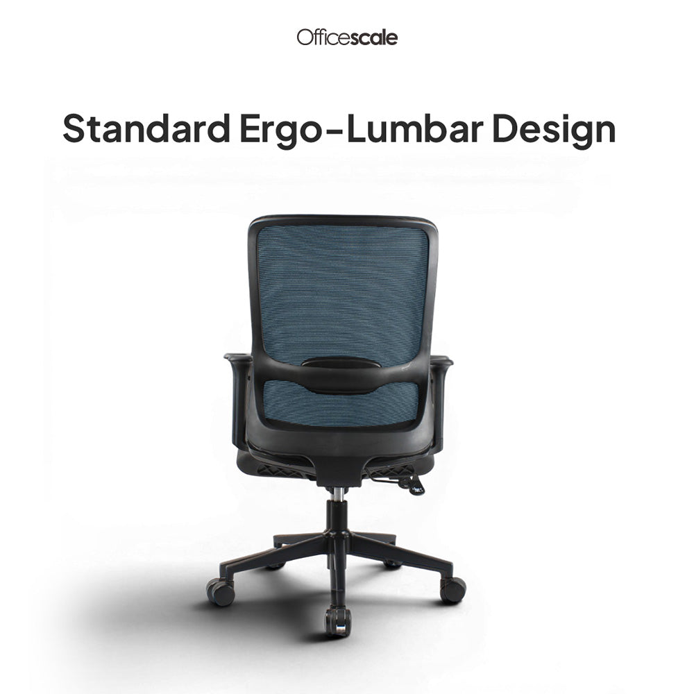 ORCA Mid Back Grey Blue Office Chair Kursi Kantor Ergonomis