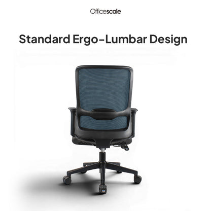 ORCA Mid Back Grey Blue Office Chair Kursi Kantor Ergonomis