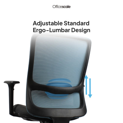 ORCA Mid Back Grey Blue Office Chair Kursi Kantor Ergonomis