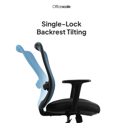 ORCA Mid Back Grey Blue Office Chair Kursi Kantor Ergonomis
