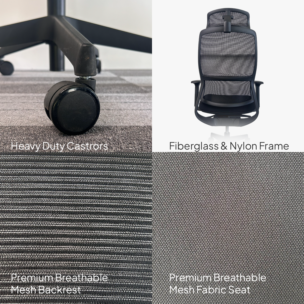 VITO High Back Black Office Chair Kursi Kantor Ergonomis