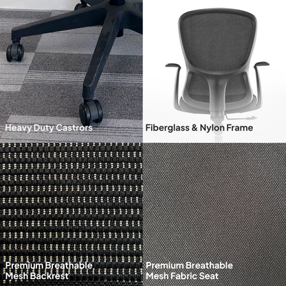 VELO Low Back Black Office Chair Kursi Kantor Ergonomis