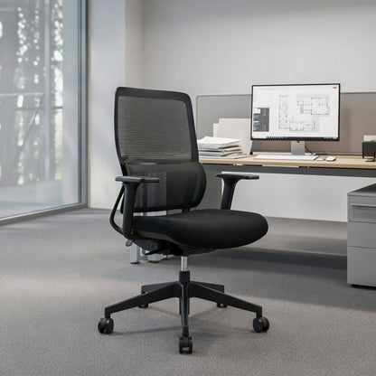 VITO Mid Back Black Office Chair Kursi Kantor Ergonomis
