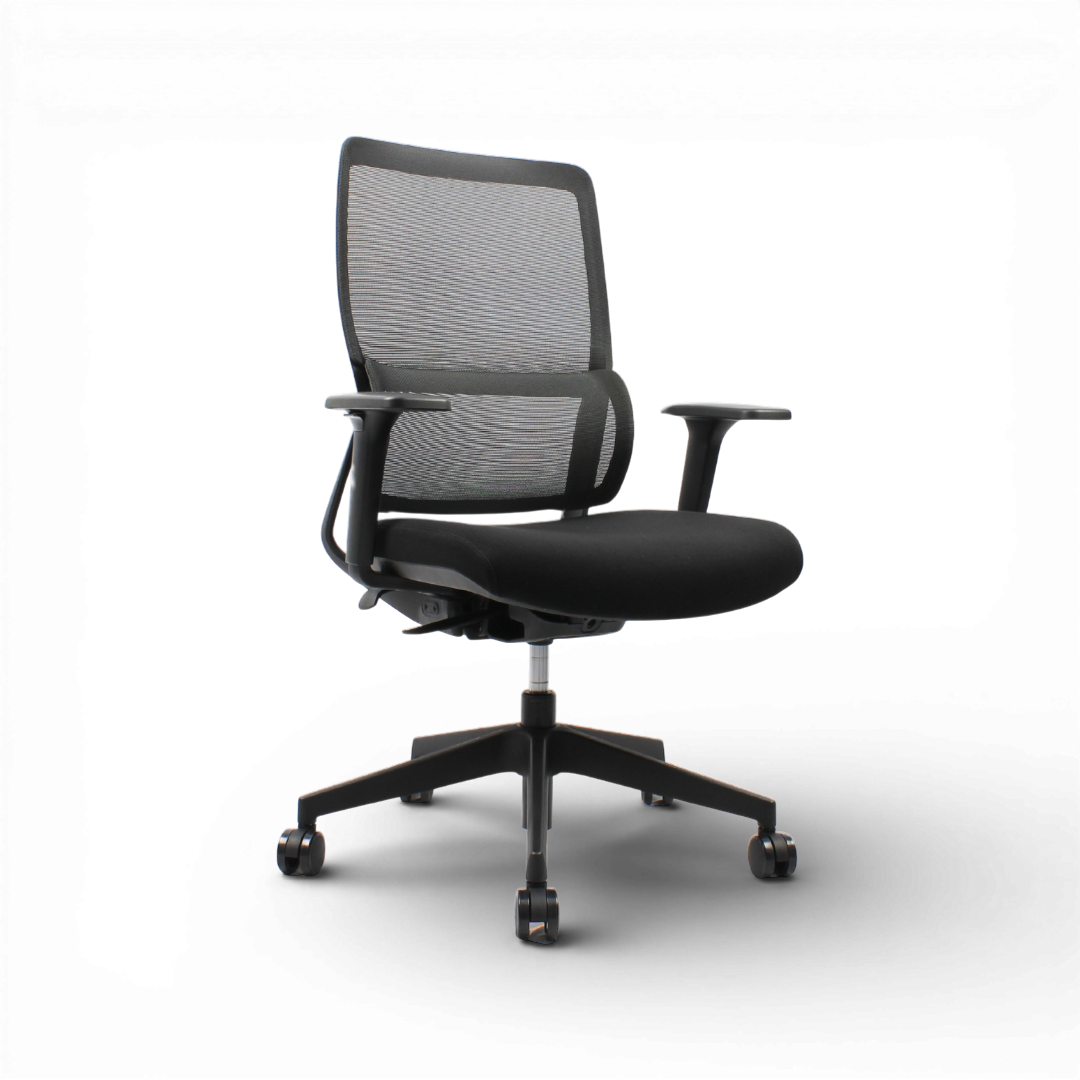 VITO Mid Back Black Office Chair Kursi Kantor Ergonomis