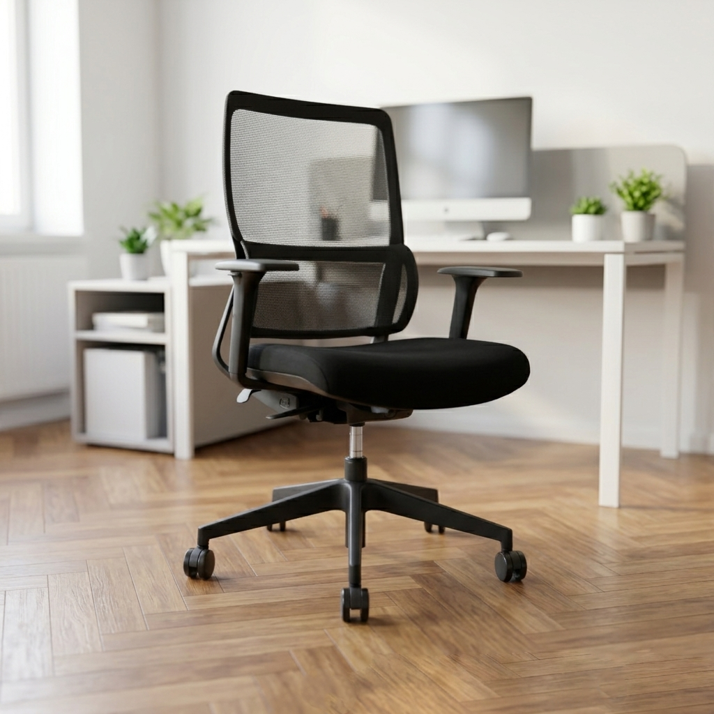 VITO Mid Back Black Office Chair Kursi Kantor Ergonomis