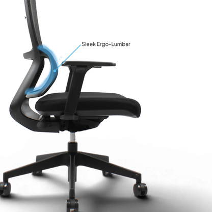 VITO Mid Back Black Office Chair Kursi Kantor Ergonomis