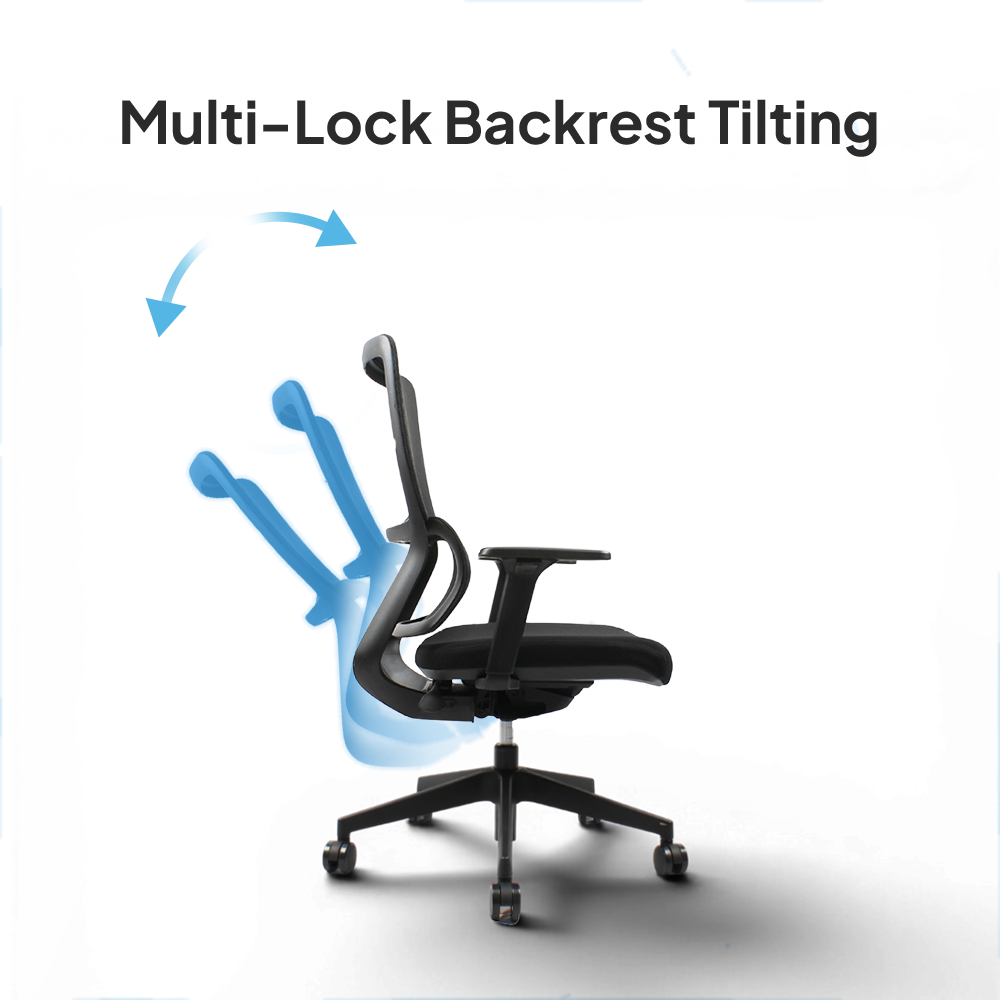 VITO Mid Back Black Office Chair Kursi Kantor Ergonomis