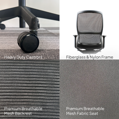 VITO Mid Back Black Office Chair Kursi Kantor Ergonomis